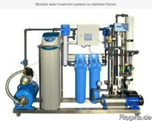Modular water treatment systems on stainless frames
