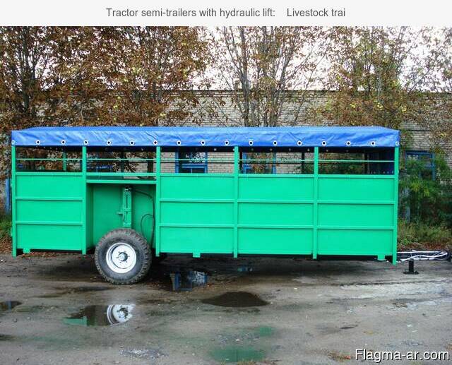 Tractor semi-trailers with hydraulic lift:    Livestock trai